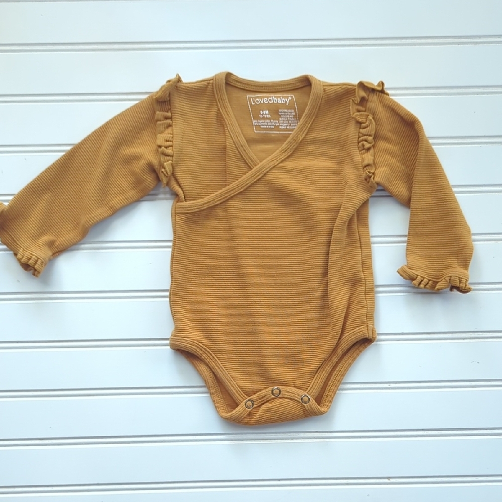 L'ovedbaby Mustard Ruffle Long Sleeve Bodysuit